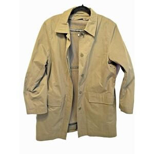 Fleet Street Men Vintage Coat Dark Khaki  Removable Lining  Mid LengthJacket  L